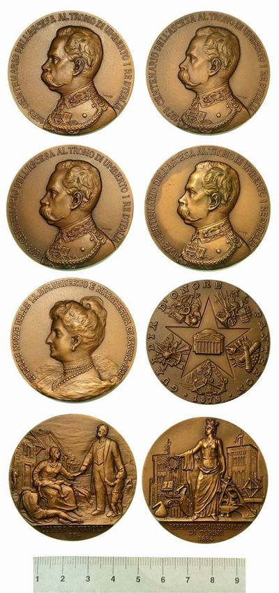 Regno D’italia. Lotto di Quattro Medaglie per il Centenario Dell’ascesa al Trono di Umberto i di ...