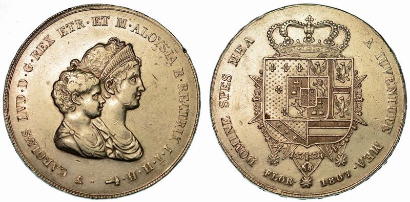 FIRENZE. CARLO LUDOVICO DI BORBONE, 1803-1807. Dena 1807.  - Auction Numismatics - Cambi Casa d'Aste