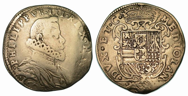 MILANO. FILIPPO III, 1598-1621. 100 Soldi 1605.  - Auction Numismatics - Cambi Casa d'Aste