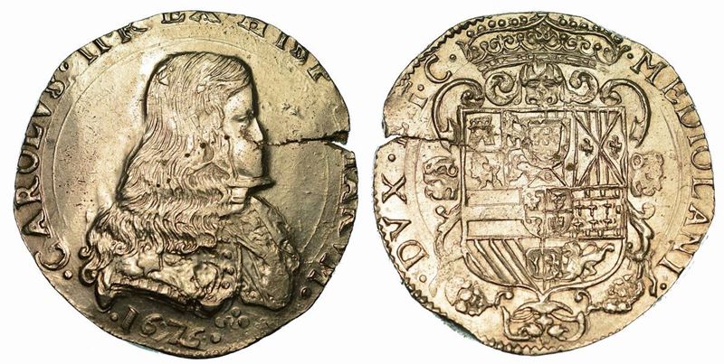 MILANO. CARLO II, 1675-1700. Filippo 1676.  - Auction Numismatics - Cambi Casa d'Aste