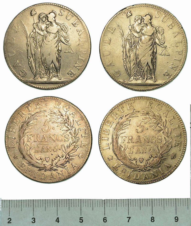 REPUBBLICA SUBALPINA. Lotto di due monete.  - Auction Numismatics - Cambi Casa d'Aste