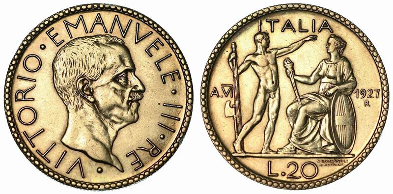 REGNO D'ITALIA. VITTORIO EMANUELE III DI SAVOIA, 1900-1946. 20 Lire 1927/VI. Littore.  - Auction Numismatics - Cambi Casa d'Aste