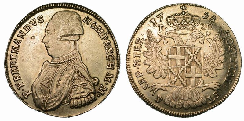 MALTA. FERDINAND VON HOMPESCH, 1797-1799. 30 Tarì 1798.  - Auction Numismatics - Cambi Casa d'Aste