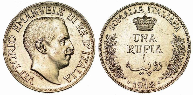 SOMALIA ITALIANA. VITTORIO EMANUELE III DI SAVOIA, 1900-1946. Rupia 1912.  - Auction Numismatics - Cambi Casa d'Aste