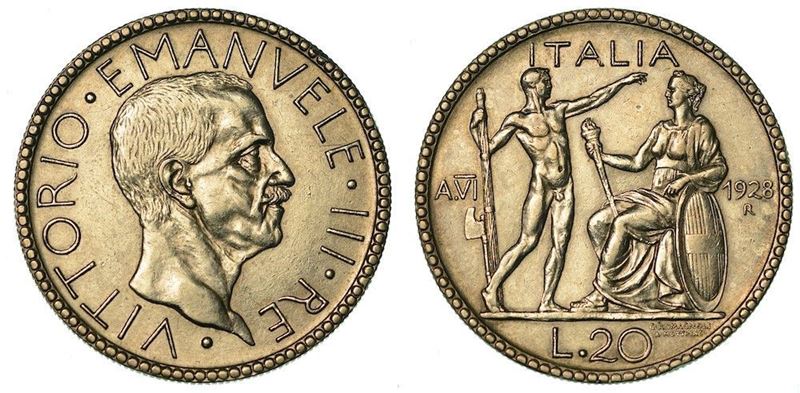 REGNO D'ITALIA. VITTORIO EMANUELE III DI SAVOIA, 1900-1946. 20 Lire 1928/VI. Littore.  - Auction Numismatics - Cambi Casa d'Aste