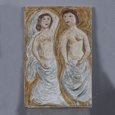 Insieme di Tre Pannelli in Maiolica