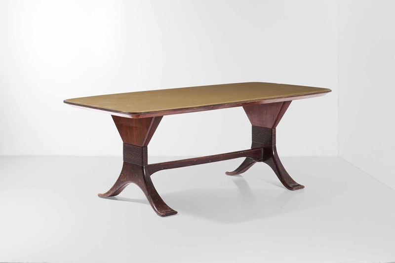 Tavolo in legno con piano in vetro dipinto  - Auction Design - Cambi Casa d'Aste