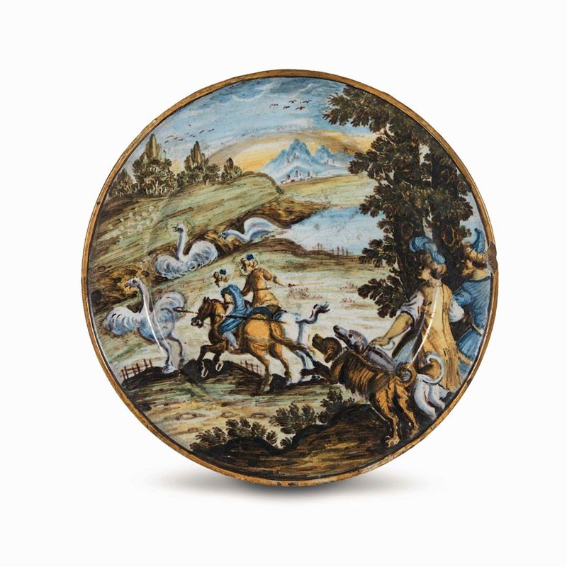 Piccolo piatto Castelli, Bottega dei Grue, verso la metà del XVIII secolo   - Auction Majolica and Porcelain - Cambi Casa d'Aste