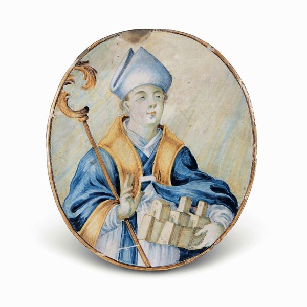 Piccola targa ovale Castelli, bottega dei Gentili, 1785-1790  
