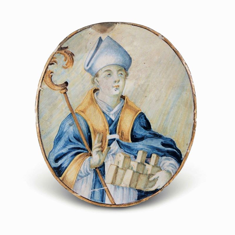 Piccola targa ovale Castelli, bottega dei Gentili, 1785-1790    - Asta Maioliche e Porcellane - Cambi Casa d'Aste