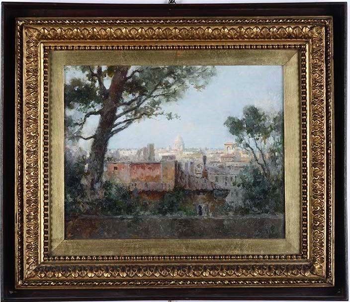 Scuola del XIX secolo Veduta di Roma  - olio su tela - Asta Dipinti Antichi | Cambi Time - Cambi Casa d'Aste