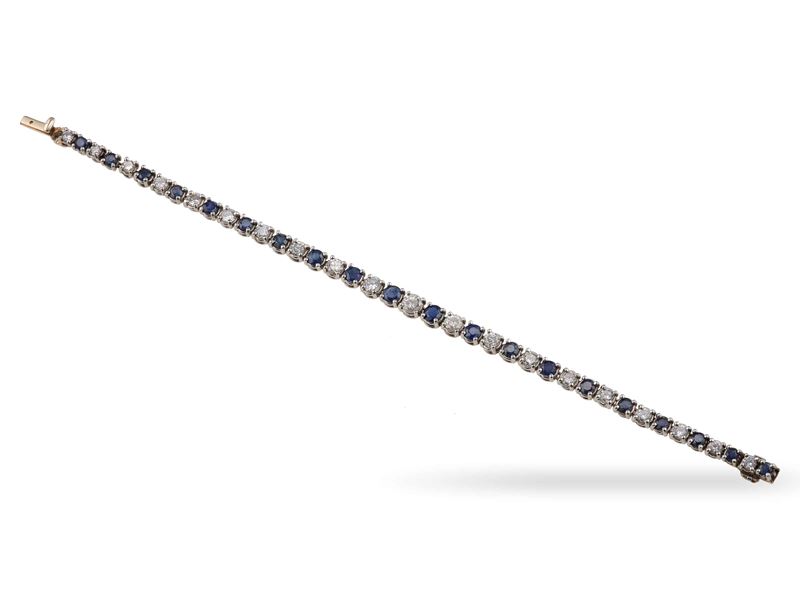 Diamond and sapphire line bracelet  - Auction Fine and Coral Jewels - Cambi Casa d'Aste