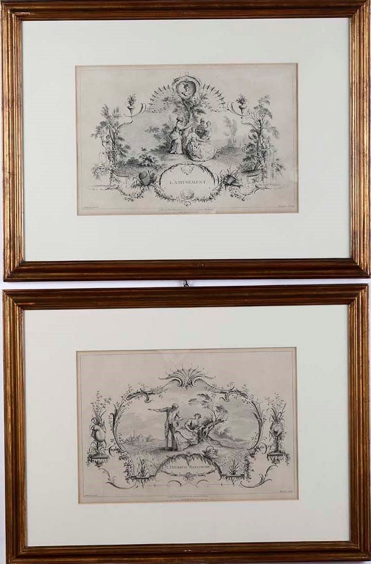Watteau Antoine L'heureuse rencontre, 1700 ca. / L'Amusement, 1700 ca.  - Asta Stampe, Vedute e Carte Geografiche - Cambi Casa d'Aste