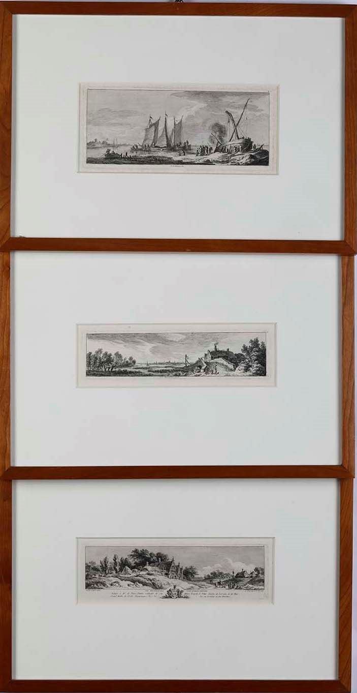 Weirotter Franz Edmund Villaggio / Casa con ponte sulla destra / Riparazione nave, 1760  - Asta Stampe, Vedute e Carte Geografiche - Cambi Casa d'Aste