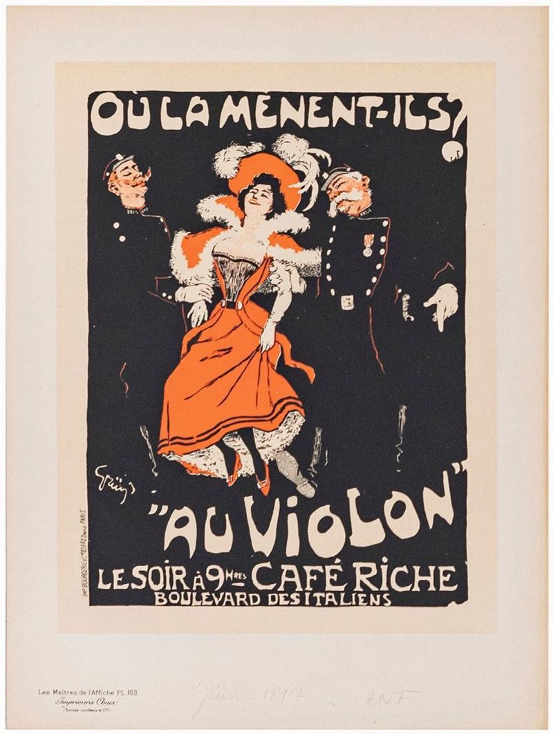 Julies-Alexandre Grun : Au Violin  - Auction Vintage Posters | Timed Auction - Cambi Casa d'Aste