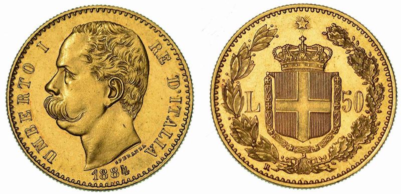 REGNO D'ITALIA. UMBERTO I DI SAVOIA, 1878-1900. 50 Lire  1884.  - Auction Numismatics - Cambi Casa d'Aste