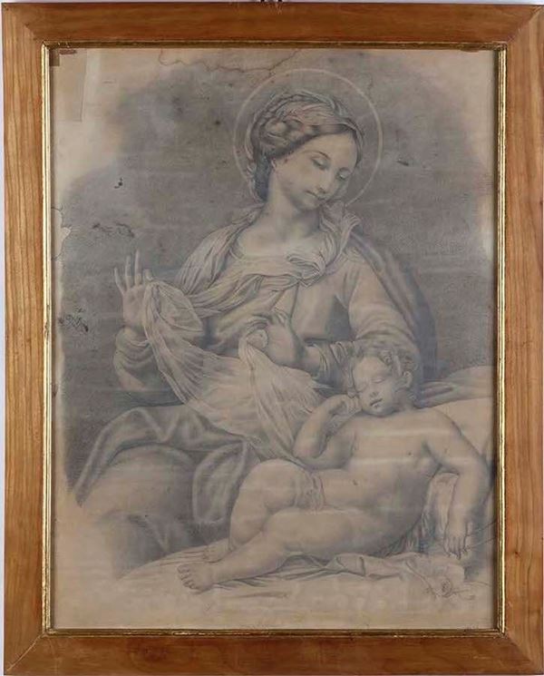 Stampa raffigurante Madonna con Bambino, in cornice
