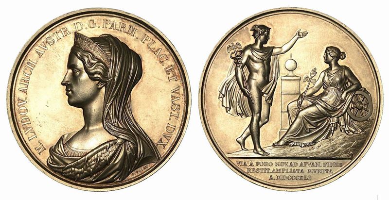 MARIA LUIGIA D'AUSTRIA, 1815-1847. STRADA DELLA CISA. Medaglia in argento 1841.  - Asta Numismatica - Cambi Casa d'Aste