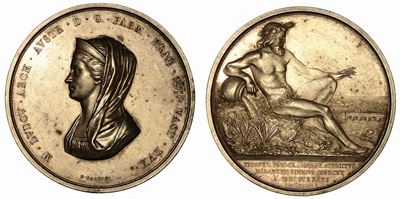 Maria Luigia D'austria, 1815-1847. Ponte sul Torrente Tidone. Medaglia in Argento 1841.
