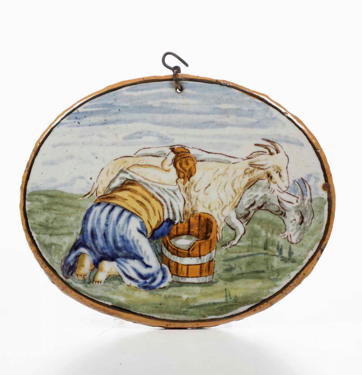 Sei Placchette Ovali in Maiolica. Castelli, XIX Secolo