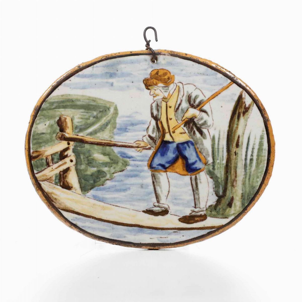 Sei Placchette Ovali in Maiolica. Castelli, XIX Secolo