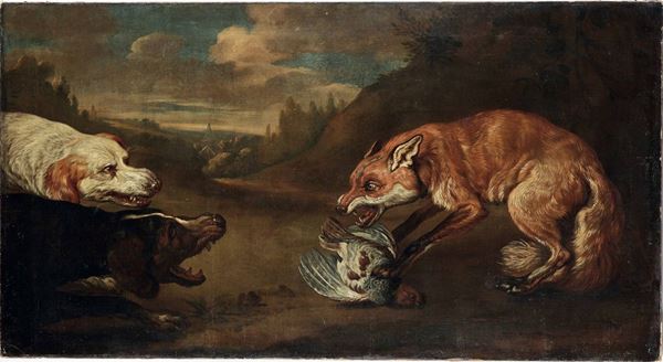 Abraham Hondius - Scuola del XVIII secolo La caccia alla volpe
