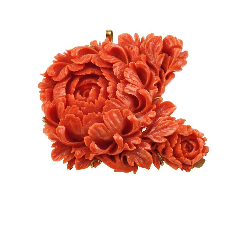 Coral "chrysanthemum" brooch  - Auction Jewels - Cambi Casa d'Aste