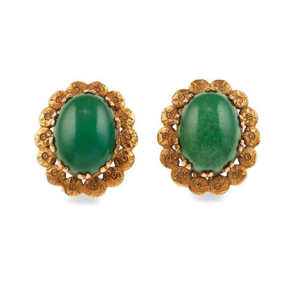 Pair of turquoise and gold earrings