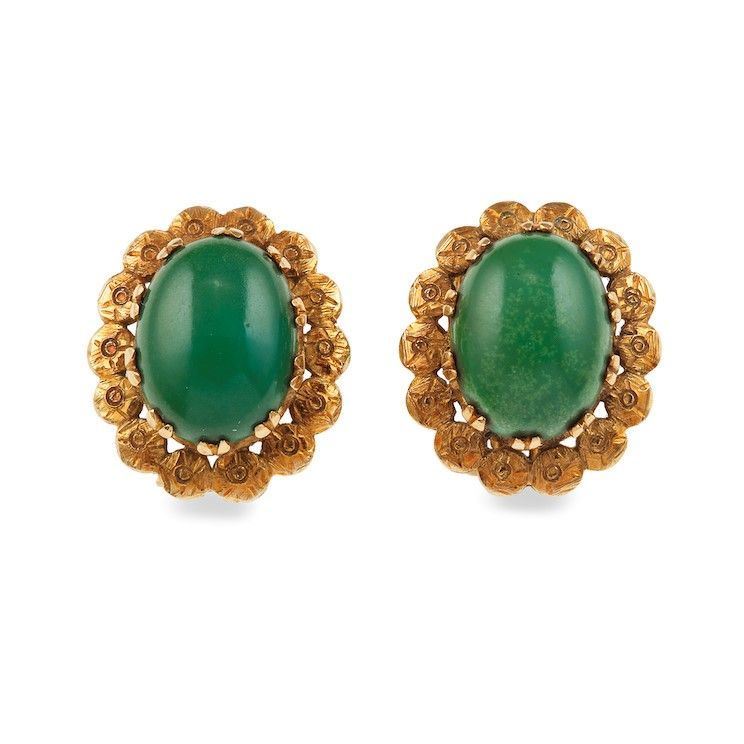 Pair of turquoise and gold earrings  - Auction Jewels | Cambi Time - Cambi Casa d'Aste