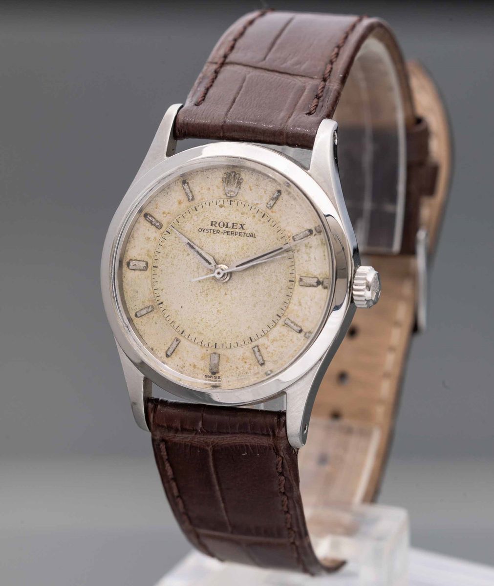 Rolex - Oyster Perpetual Ref 6532 in Acciaio Automatico con Quadrante Argentè Bitonale Fanè con I...