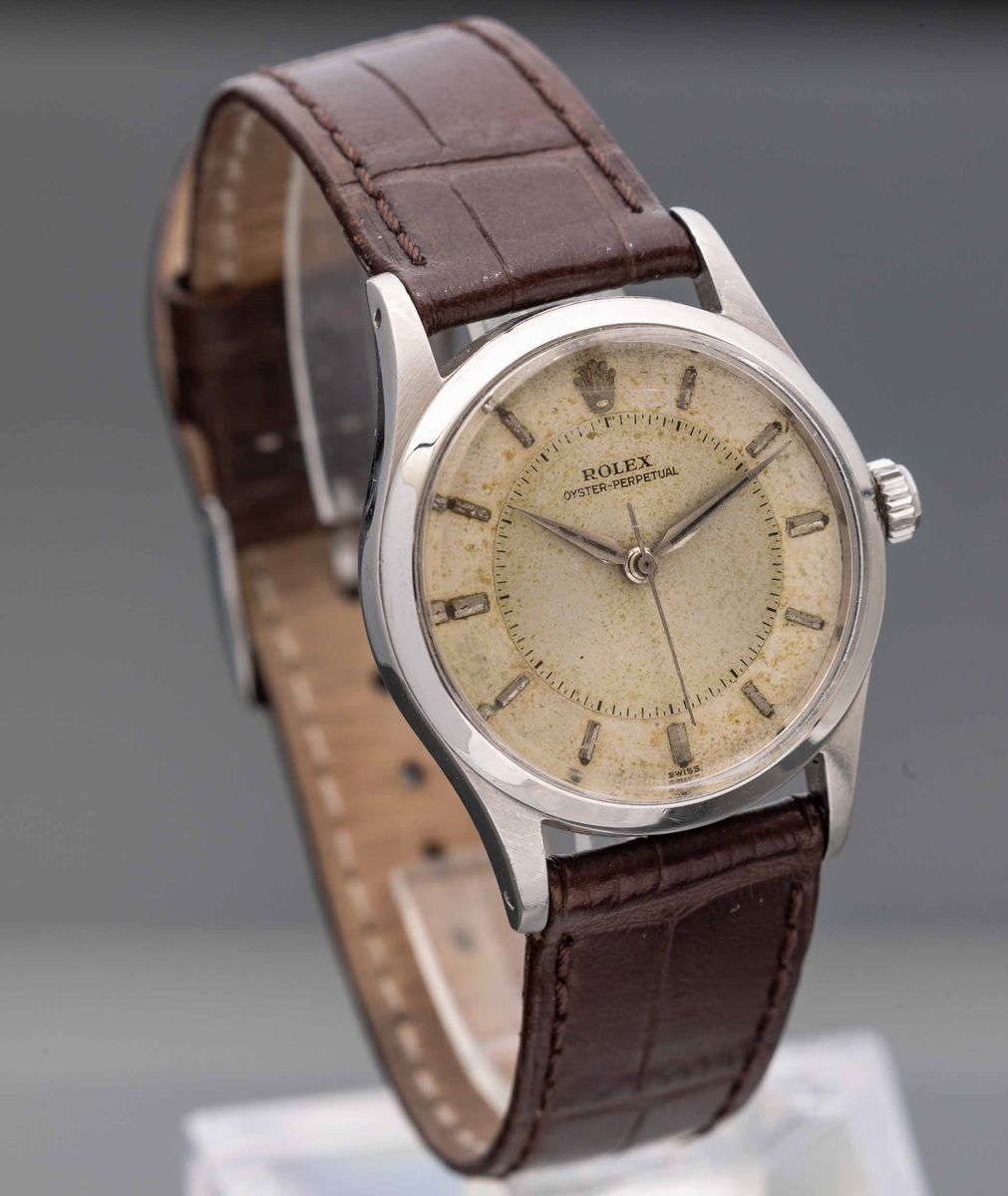 Rolex - Oyster Perpetual Ref 6532 in Acciaio Automatico con Quadrante Argentè Bitonale Fanè con I...