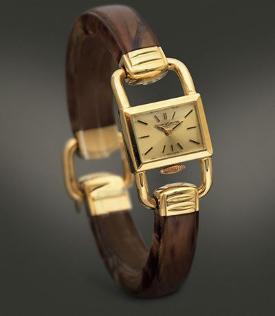 Jaeger Lecoultre - Etrier in Oro Giallo 18k Carica Manuale con Bracciale Rigido Effetto Tartaruga...