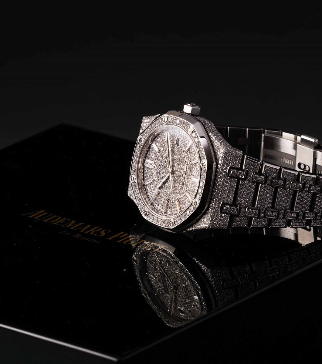 Audemars Piguet - Royal Oak 15400st con Pavè di Diamanti Incastonati su Cassa Bracciale e Quadran...
