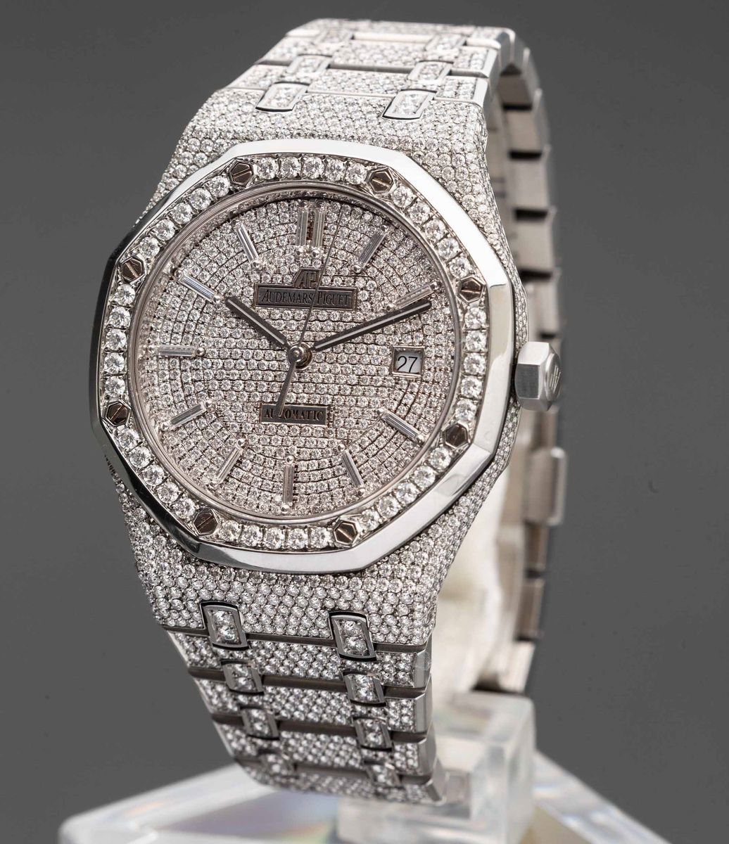 Audemars Piguet - Royal Oak 15400st con Pavè di Diamanti Incastonati su Cassa Bracciale e Quadran...