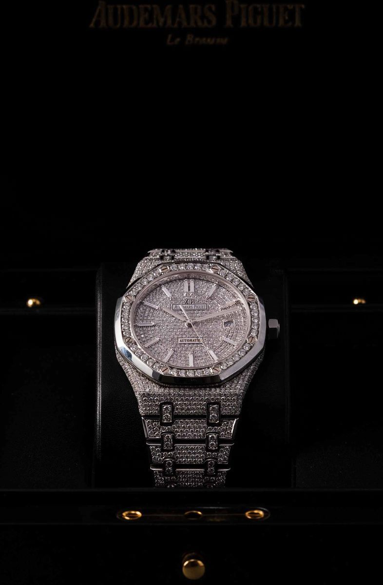 Audemars Piguet - Royal Oak 15400st con Pavè di Diamanti Incastonati su Cassa Bracciale e Quadran...
