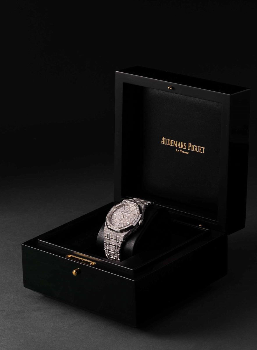 Audemars Piguet - Royal Oak 15400st con Pavè di Diamanti Incastonati su Cassa Bracciale e Quadran...