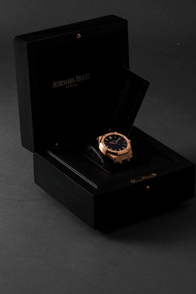 Audemars Piguet - Royal Oak 15500or Automatico in Oro Rosa con Cinturino in Pelle e Deployante, Q...