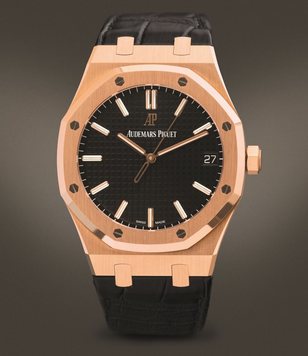 Audemars Piguet - Royal Oak 15500or Automatico in Oro Rosa con Cinturino in Pelle e Deployante, Q...
