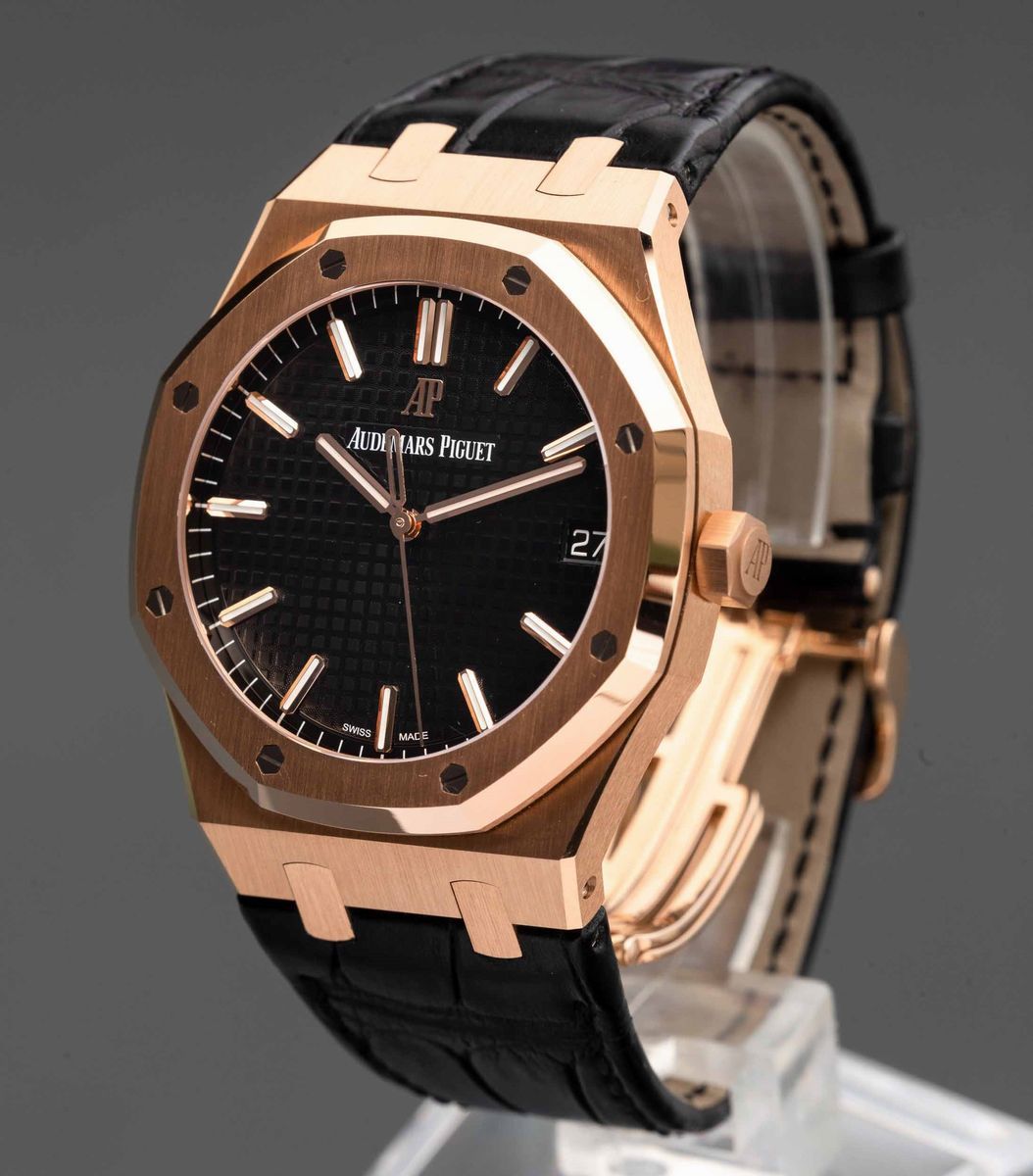 Audemars Piguet - Royal Oak 15500or Automatico in Oro Rosa con Cinturino in Pelle e Deployante, Q...