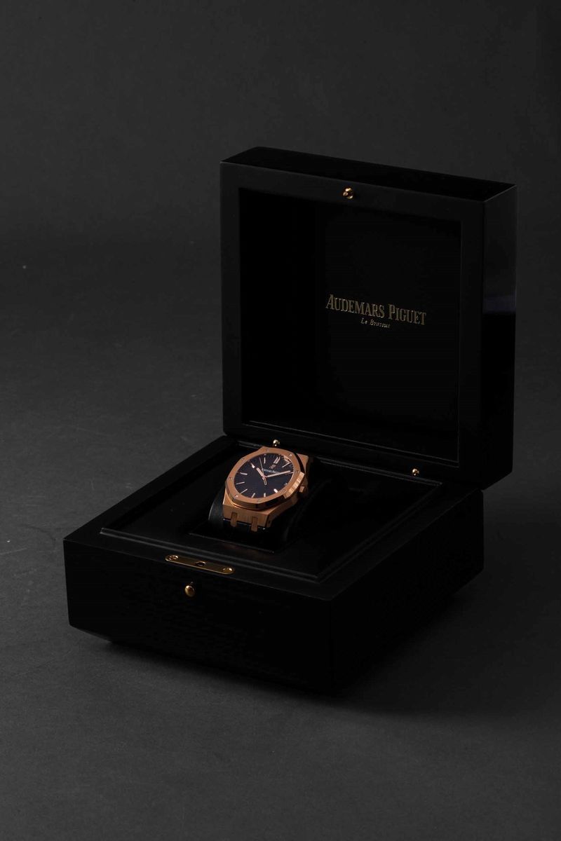 Audemars Piguet - Royal Oak 15500or Automatico in Oro Rosa con Cinturino in Pelle e Deployante, Q...