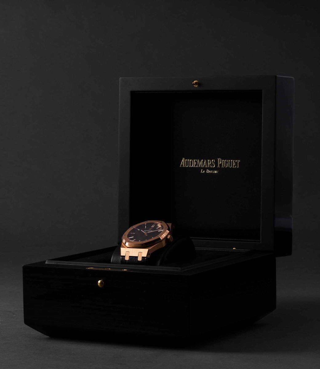 Audemars Piguet - Royal Oak 15500or Automatico in Oro Rosa con Cinturino in Pelle e Deployante, Q...