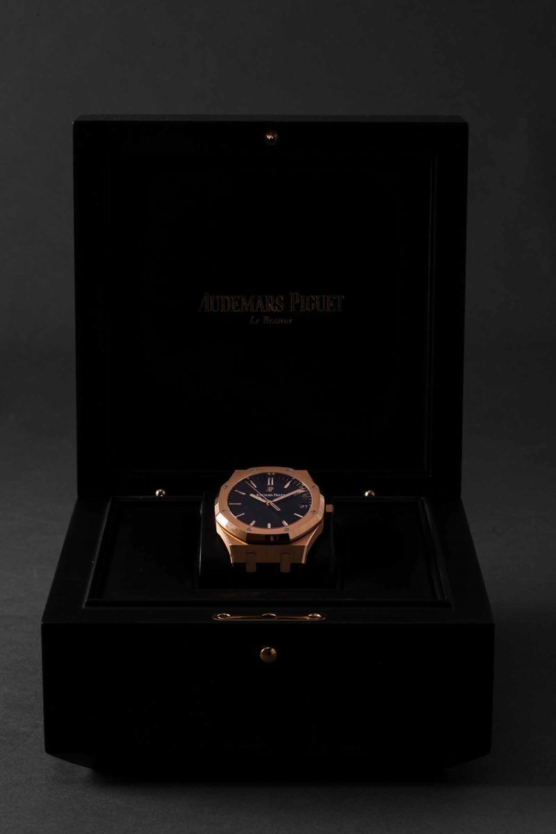 Audemars Piguet - Royal Oak 15500or Automatico in Oro Rosa con Cinturino in Pelle e Deployante, Q...