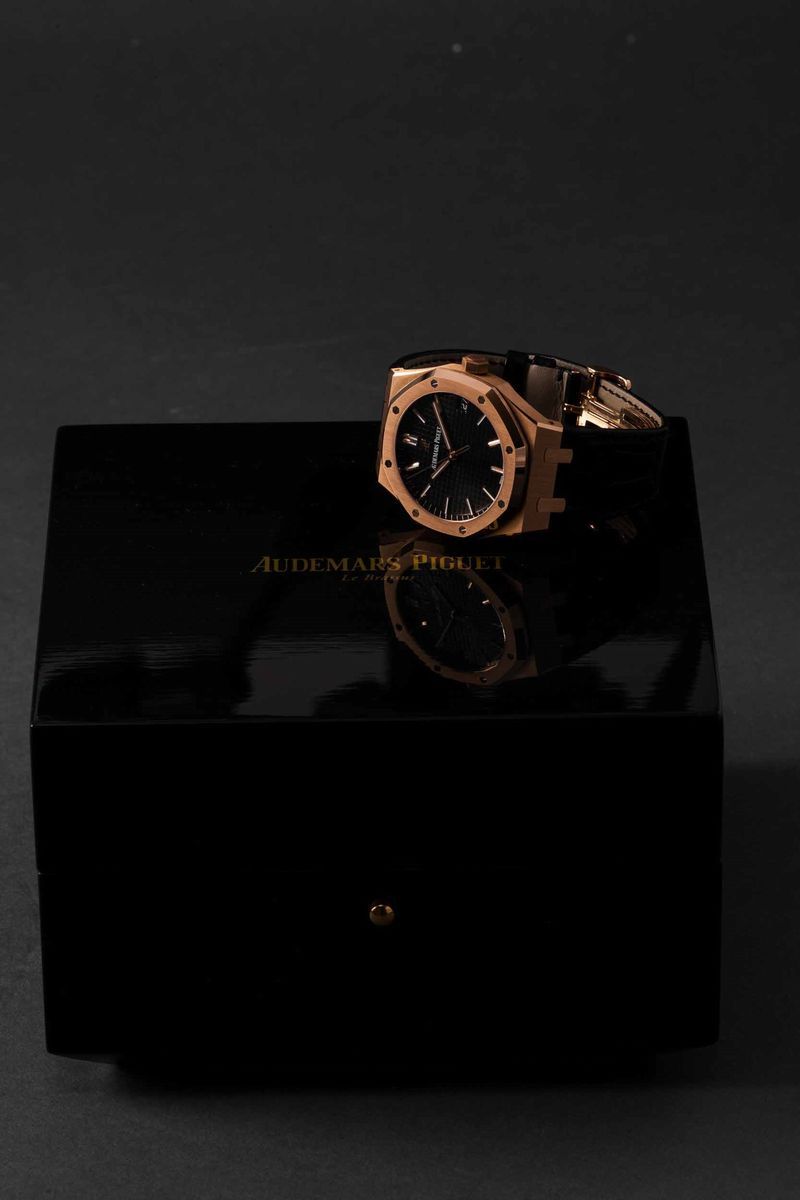Audemars Piguet - Royal Oak 15500or Automatico in Oro Rosa con Cinturino in Pelle e Deployante, Q...