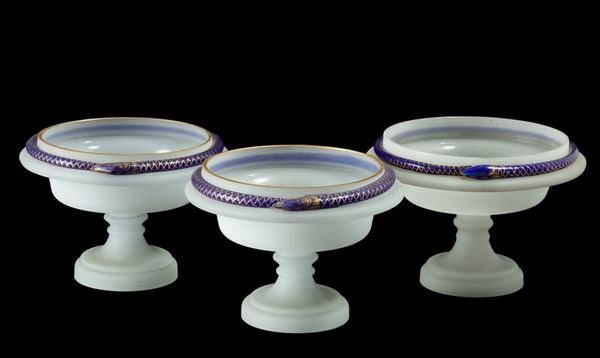 Three glass bowls, Bohemia, 19th century