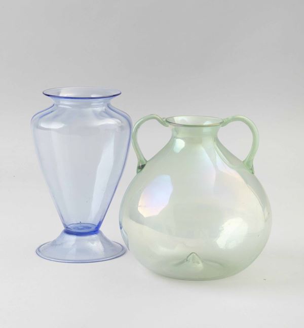 Two blown glass vases, Murano, 1920 ca.