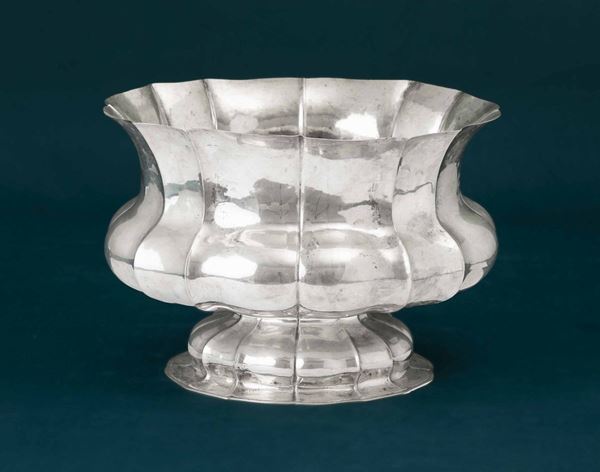 A ribbed silver vase, Italy, 20th century