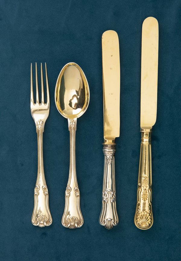 A gilt silver set, Genoa, 19th century