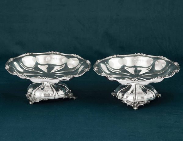 Two silvered metal cake stands, 20th century