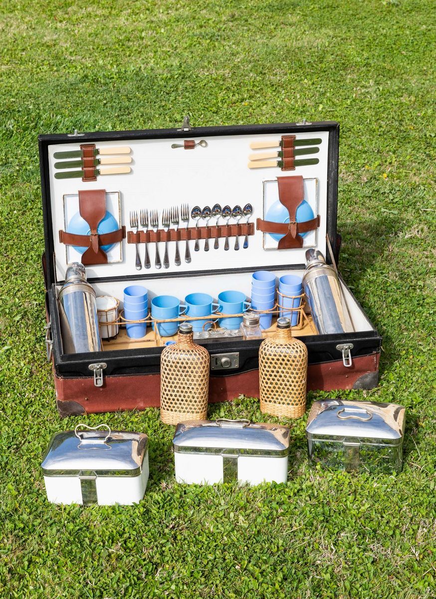 Set da Picnic in Custodia. Coracle, 1930 Ca