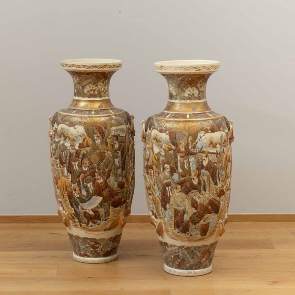 Two Satsuma porcelain vases, Japan, 19th century